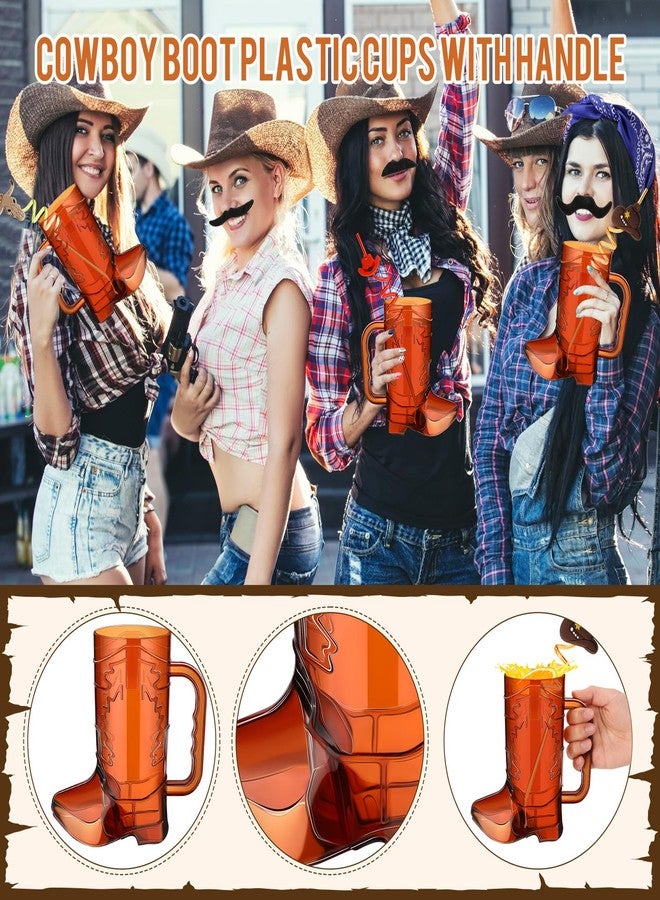 Sliner 30 Pcs Cowboy Party Favors Include 6 20 oz Cowboy Boot Mug Cup 6 Cowgirl Plastic Straws 6 Paisley Bandanas 12 Fake Mustaches for Western Theme Birthday Party Decorations Supplies(Fresh Color) - Image 4